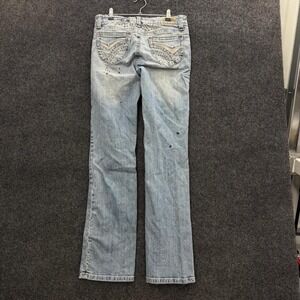 Request  2000s Embellished Flare Jeans Women's 29 Light Wash Rhinestone Denim